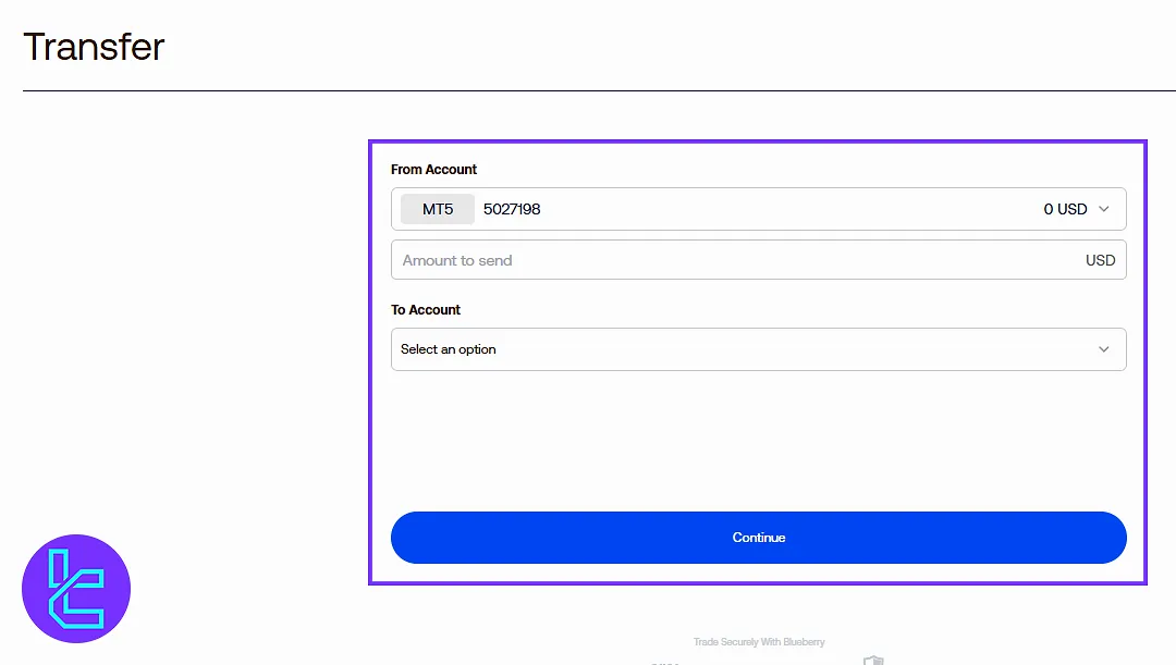 Blueberry dashboard account overview and balance