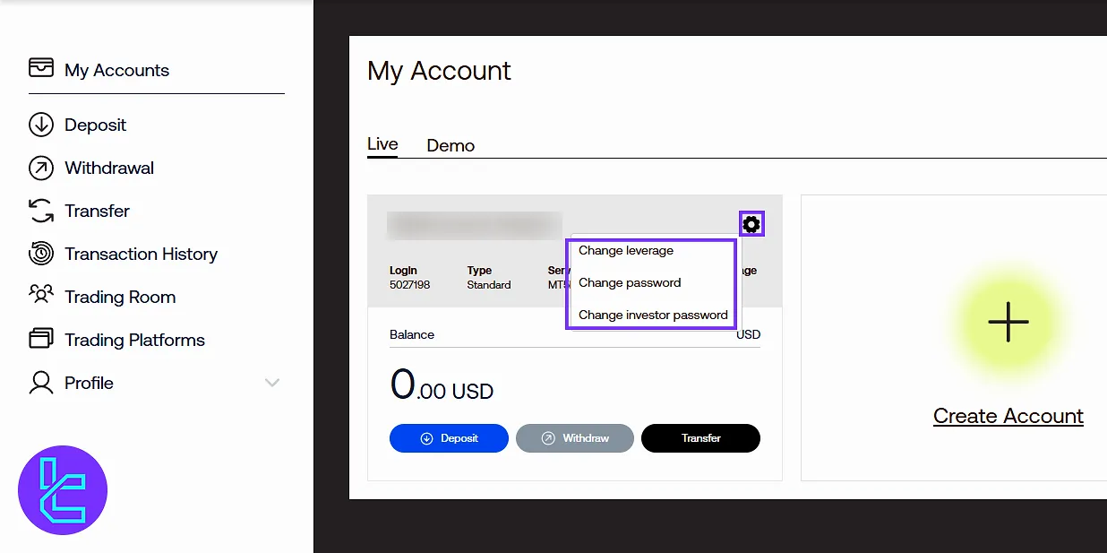 Blueberry member area, leverage and password settings