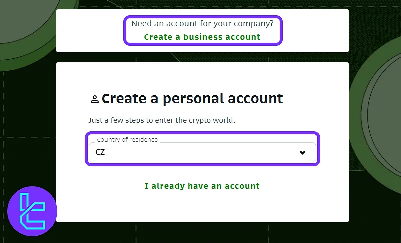 Bitso account type selection