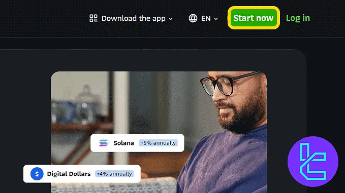 Bitso account creation start button