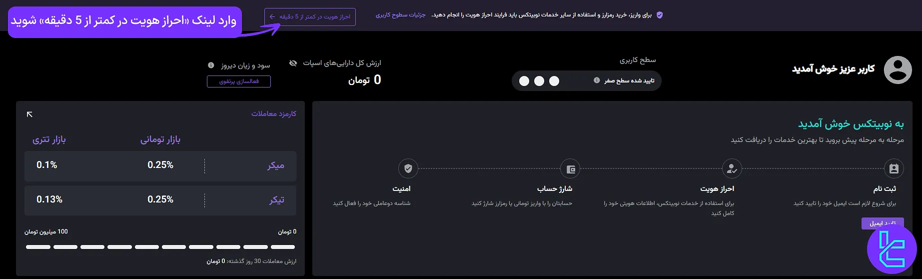 ورود به بخش تایید هویت نوبیتکس
