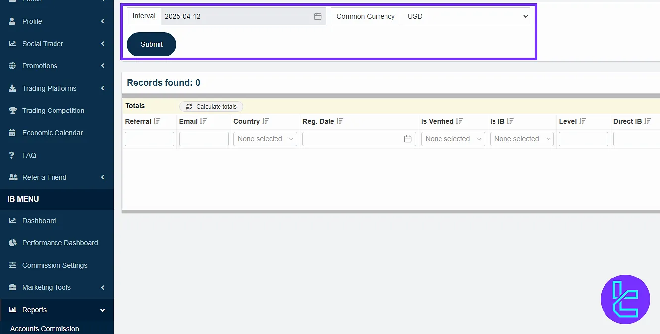 Traders Trust dashboard reporting tools for CPA and commissions