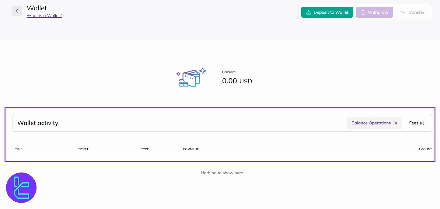 Deposit, withdraw, and manage wallet via Axiory cabin