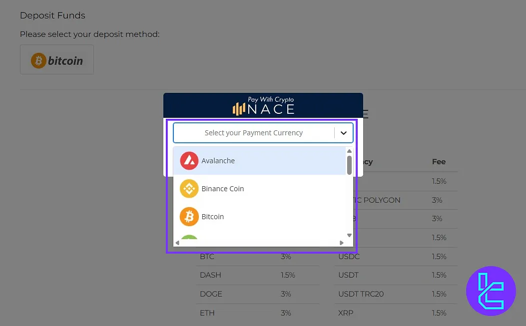 Mugan Markets panel deposit page