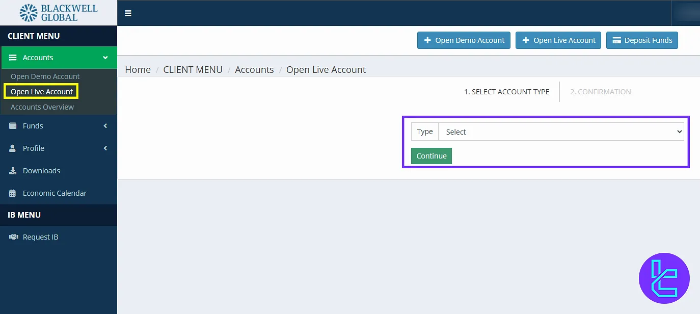 Open Live Account on the Blackwell Global cabin
