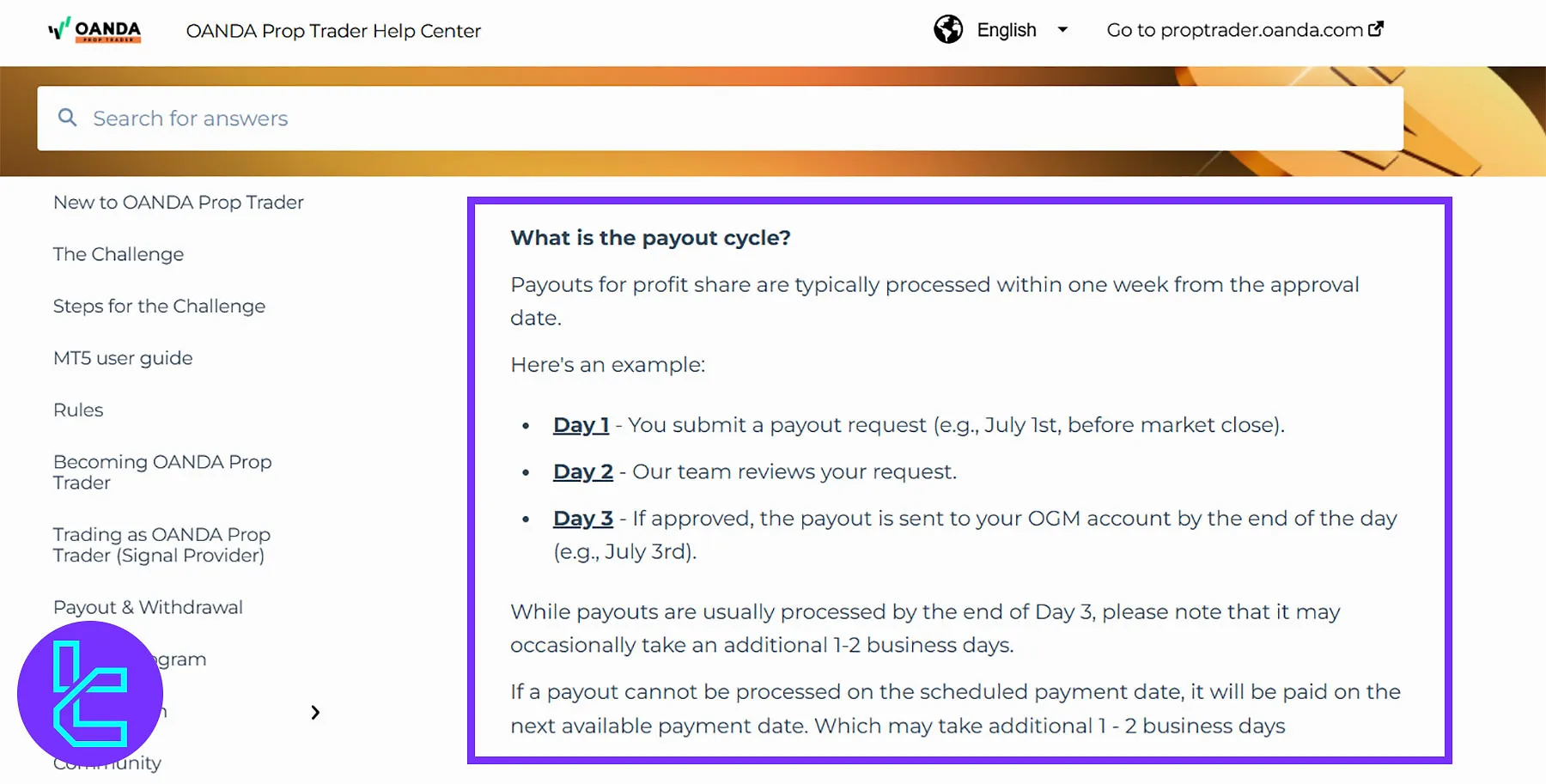 OANDA Prop Trader Payout Rules
