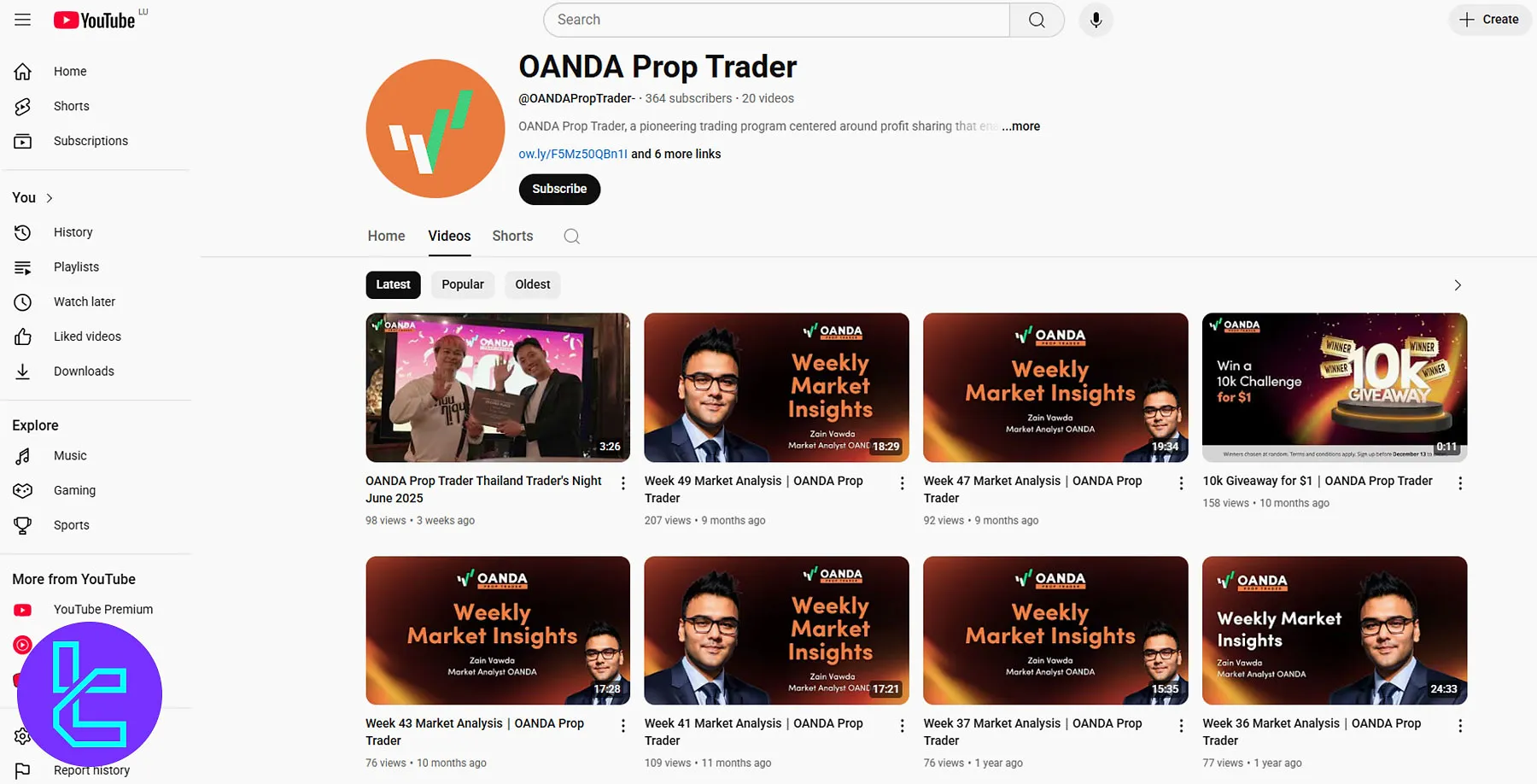 OANDA Prop Trader YouTube Channel