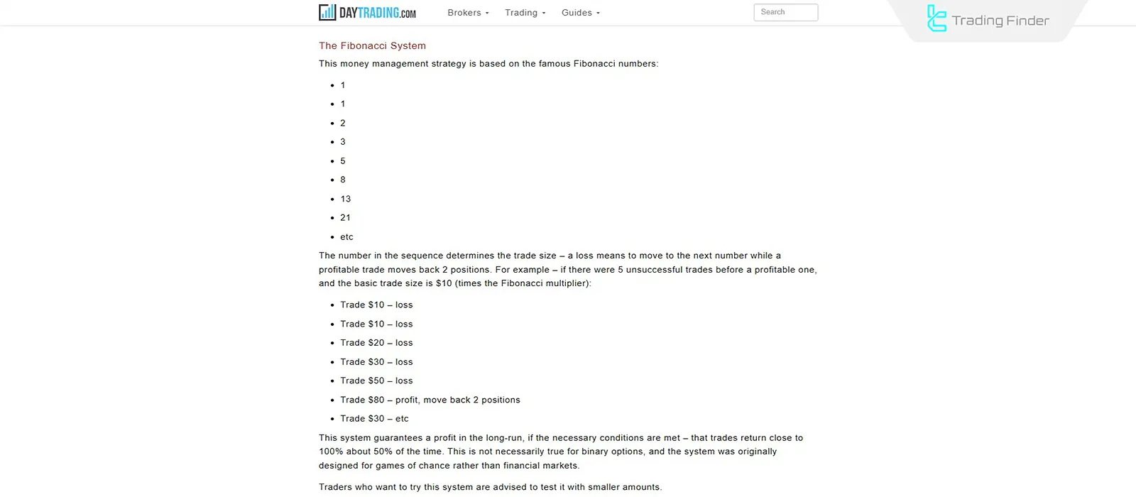 Capital management with Fibonacci