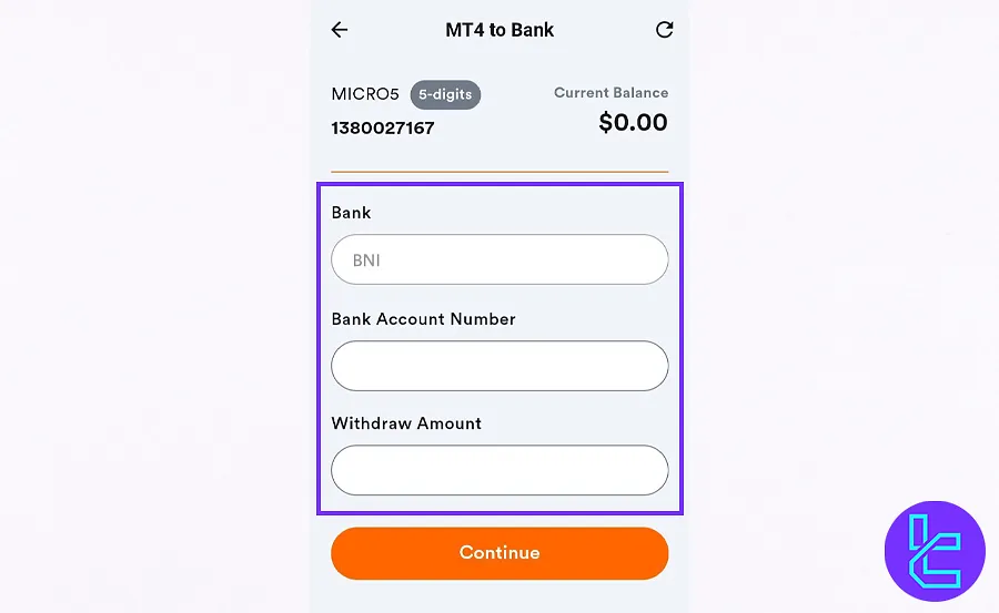 Details for Bank Transfer in FIrewoodFX