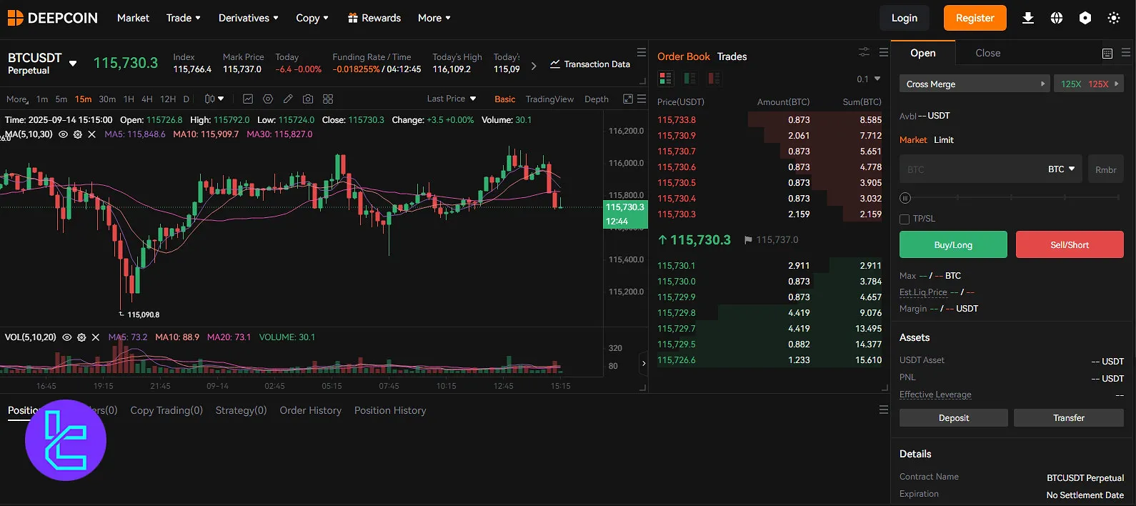 Deepcoin Futures trading