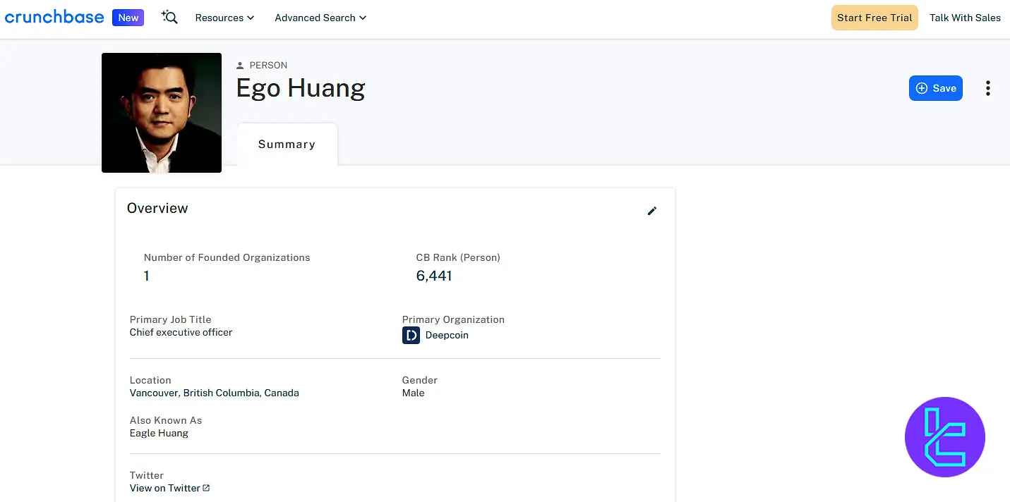 Deepcoin CEO Crunchbase profile