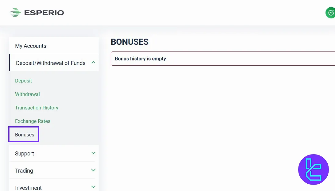 Esperio bonus tracking and management panel