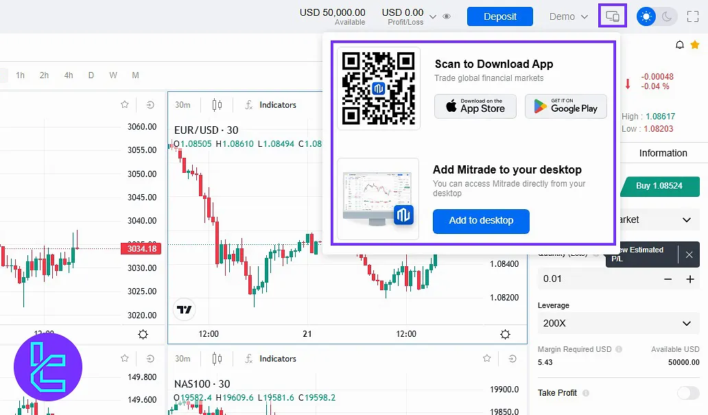 Mitrade member area software downloads