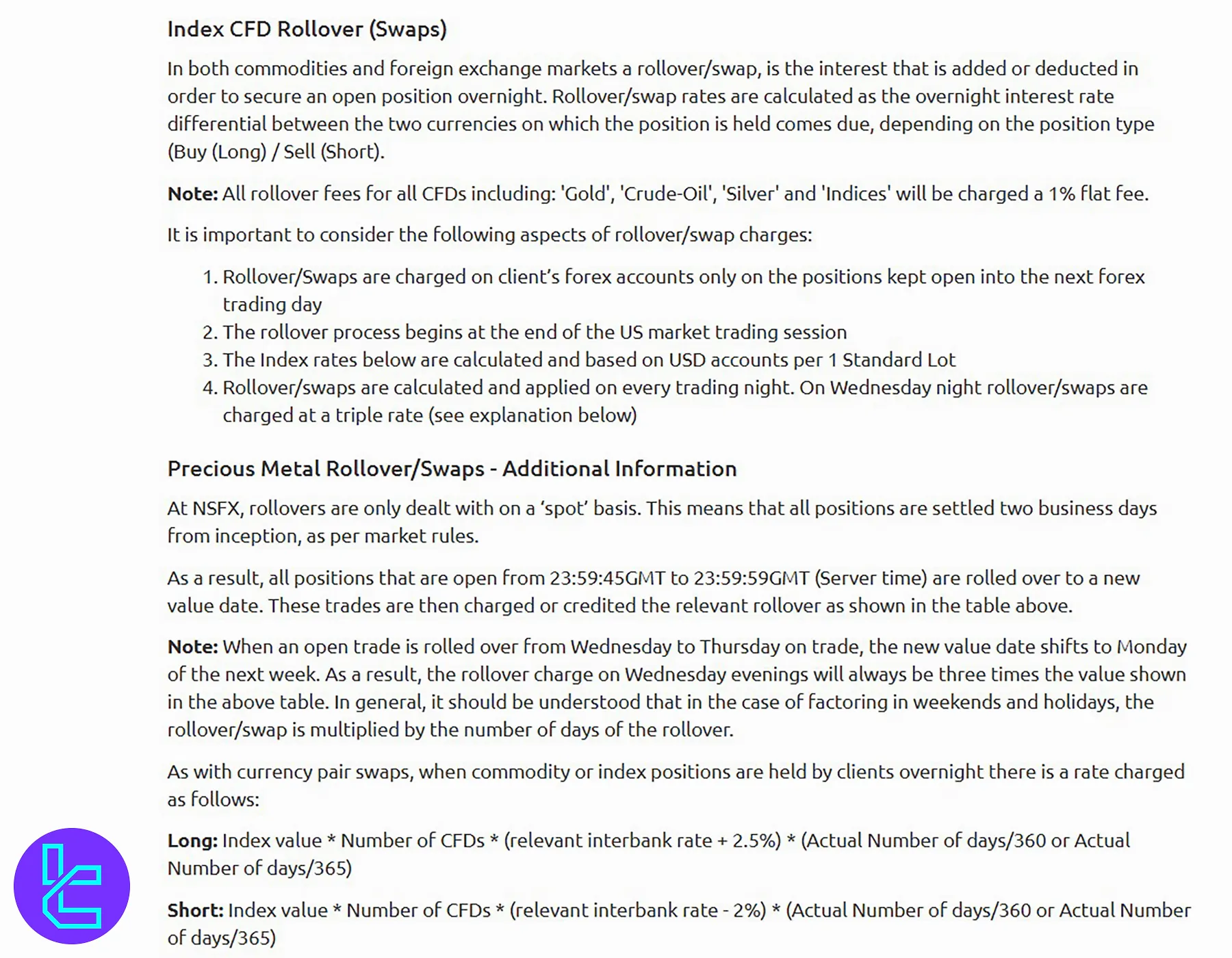 NSFX Swap Rates and Rollover Charges Explained