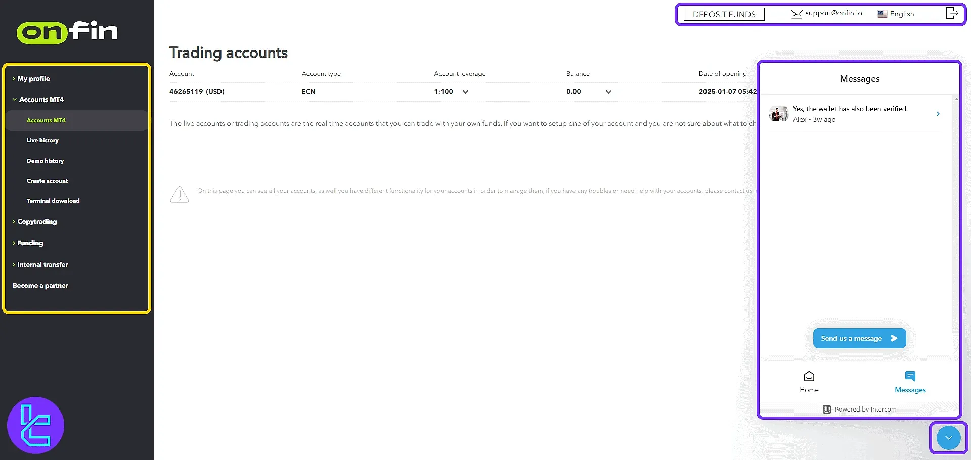 OnFin Dashboard Overview and Sections