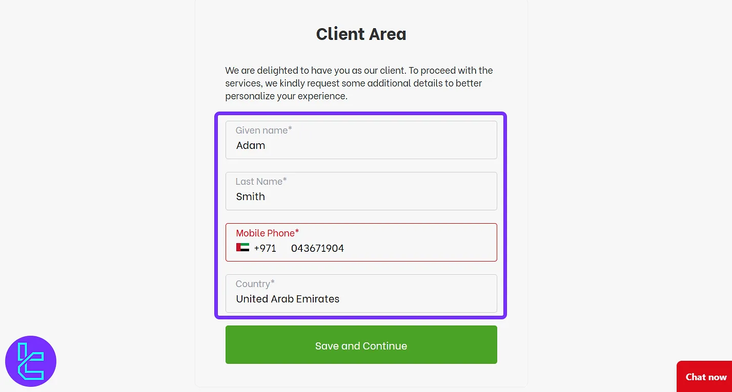 FIBO Group personal details form