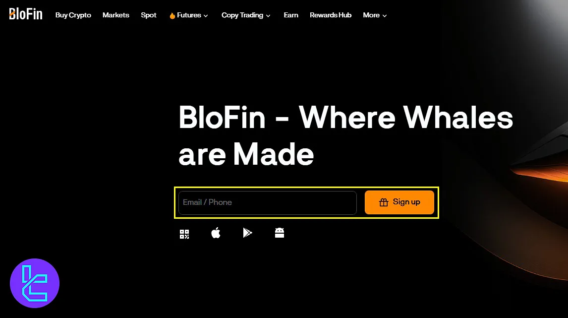 Access page for BloFin signup