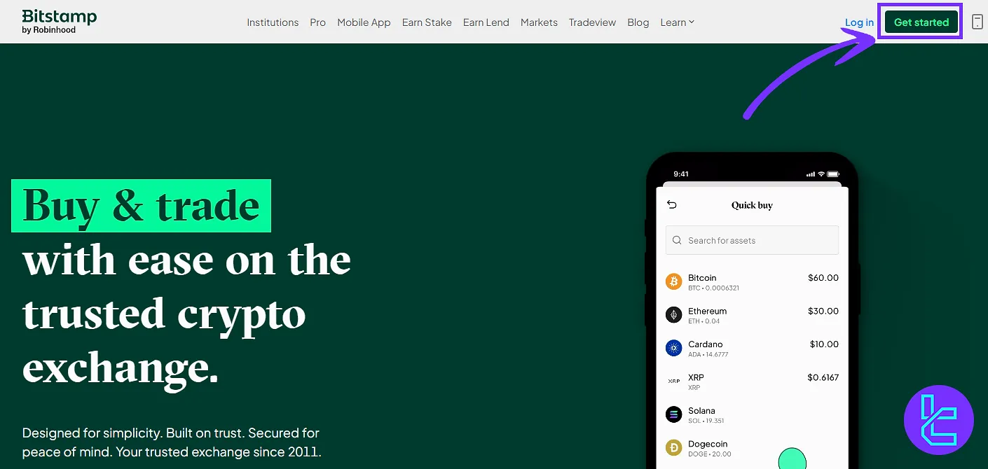 Bitstamp signup page access