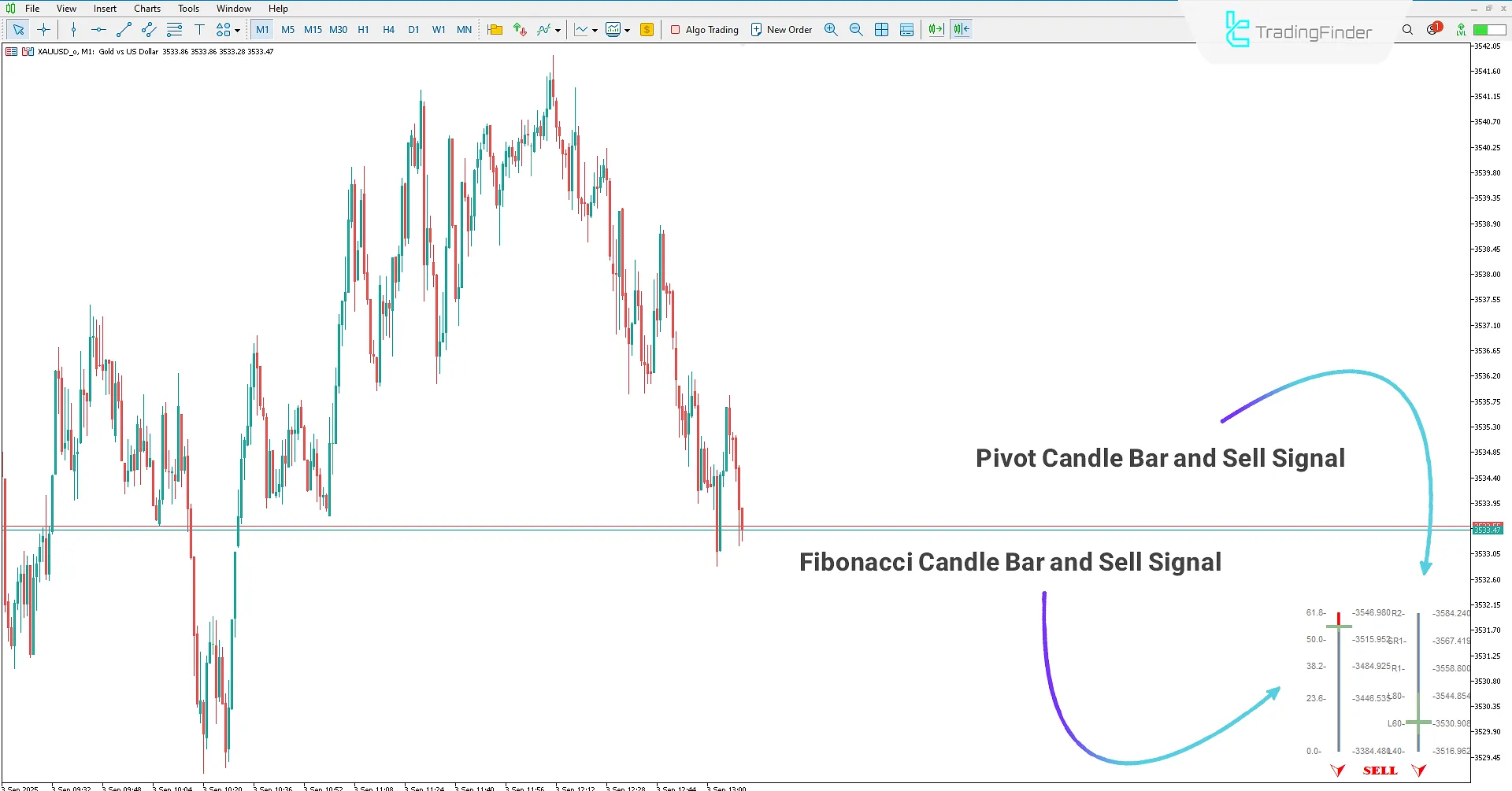 Fibo Pivot Candle Bar Indicator in MetaTrader 5 Download 2