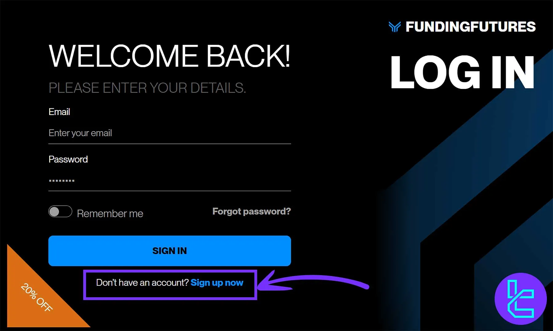 FundingFutures Login Page