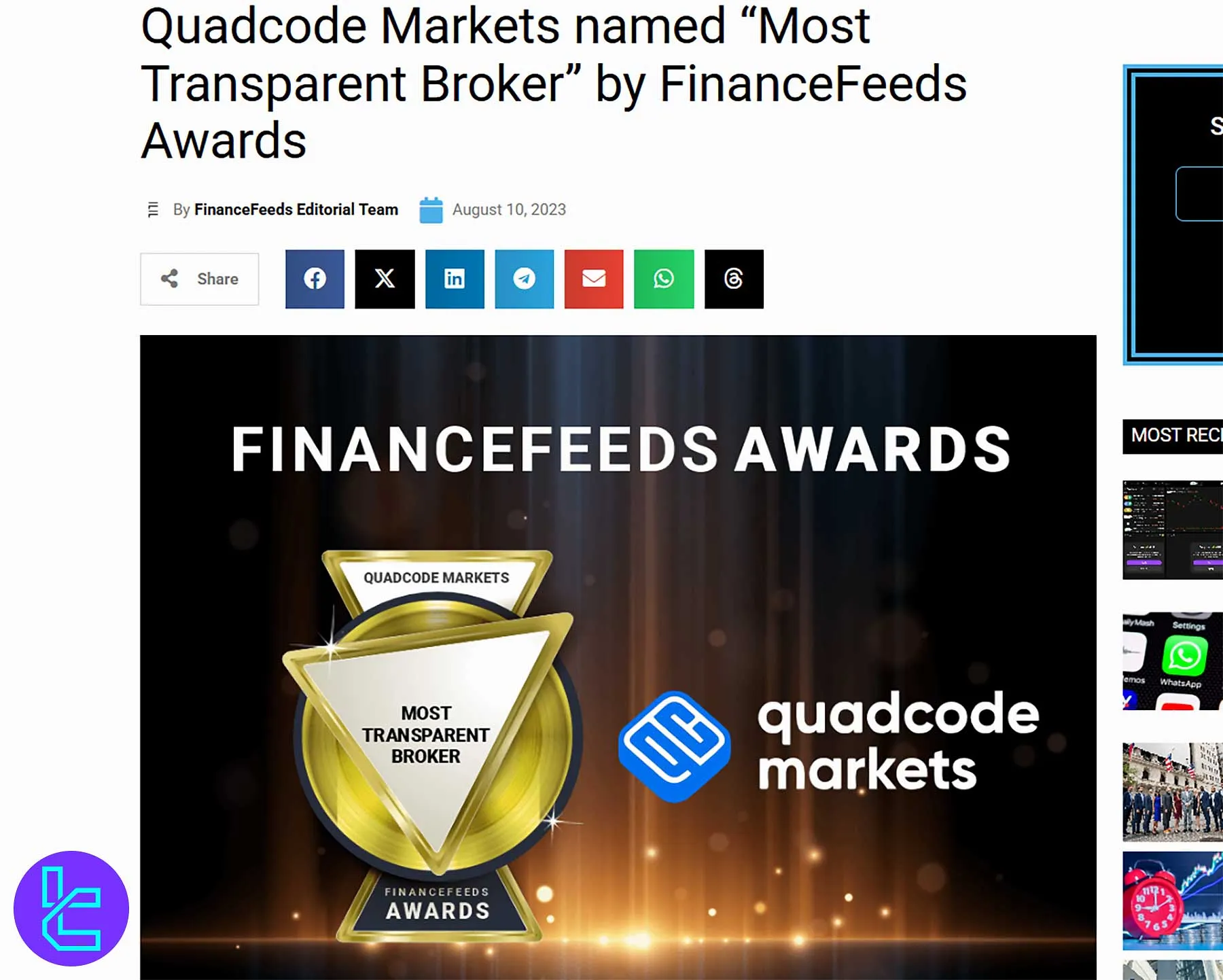 Quadcode Markets Awards