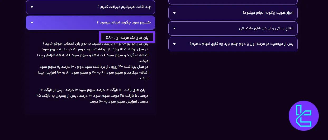 تقسیم سود پلن تکمرحلهای تامین سرمایه