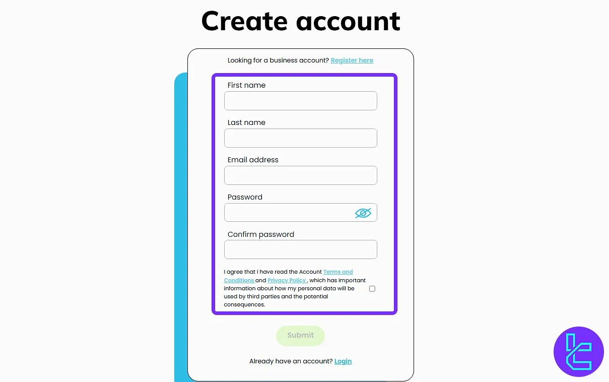 CoinCorner personal details for registration