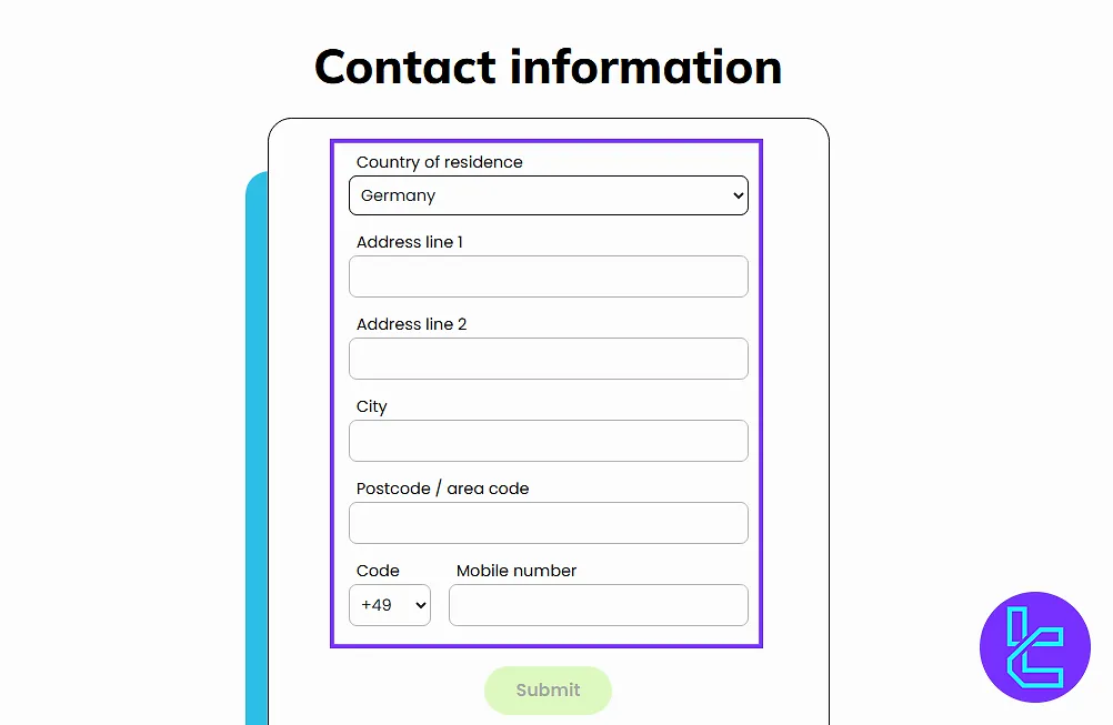 CoinCorner address details for registration