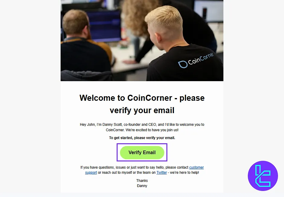 CoinCorner email verification necessary for signup