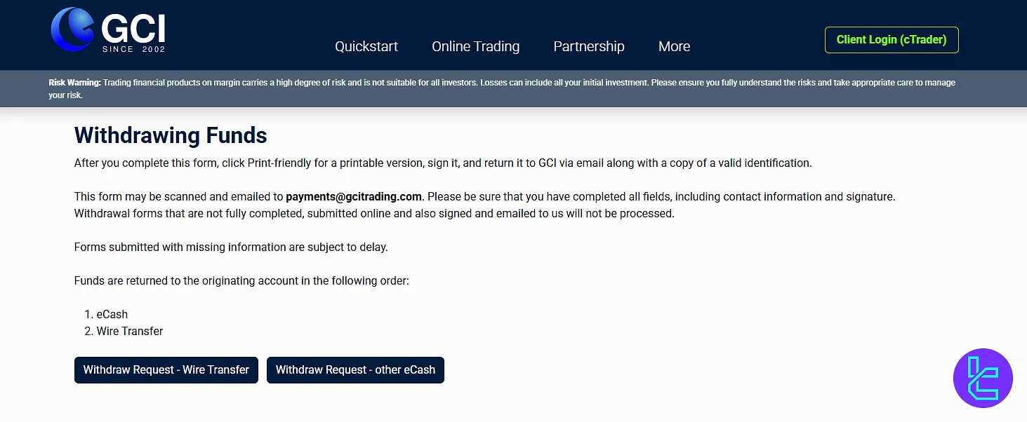 GCI Trading withdrawal