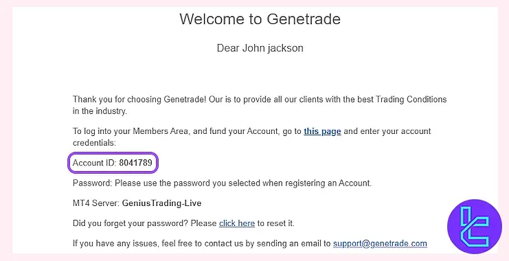GeneTrade account credentials