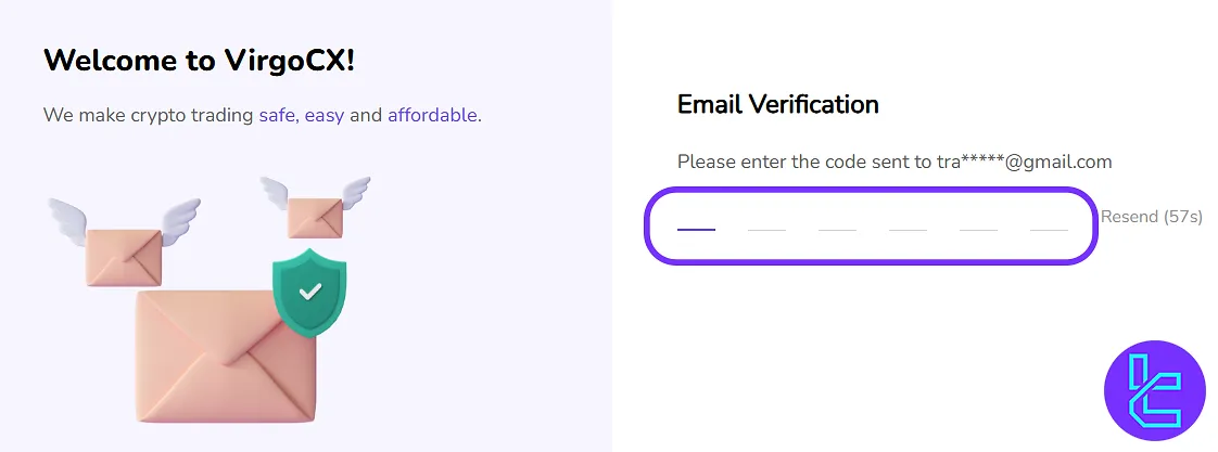VirgoCX signup email verification code