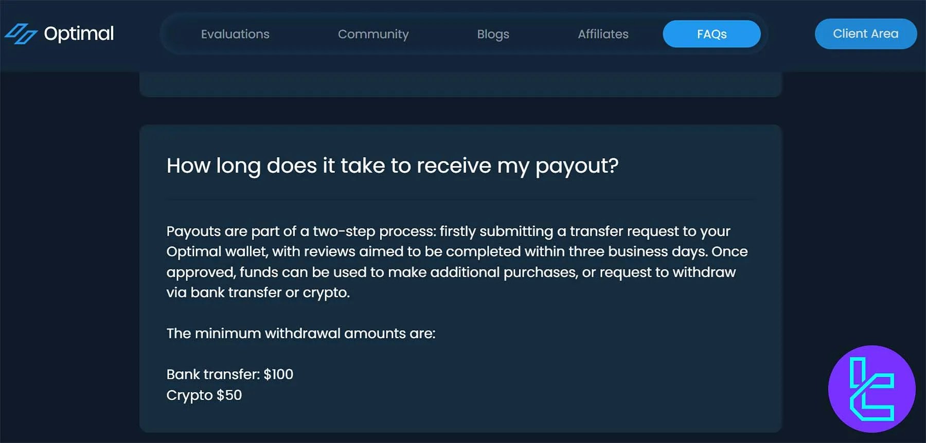 Optimal Traders payout policy overview