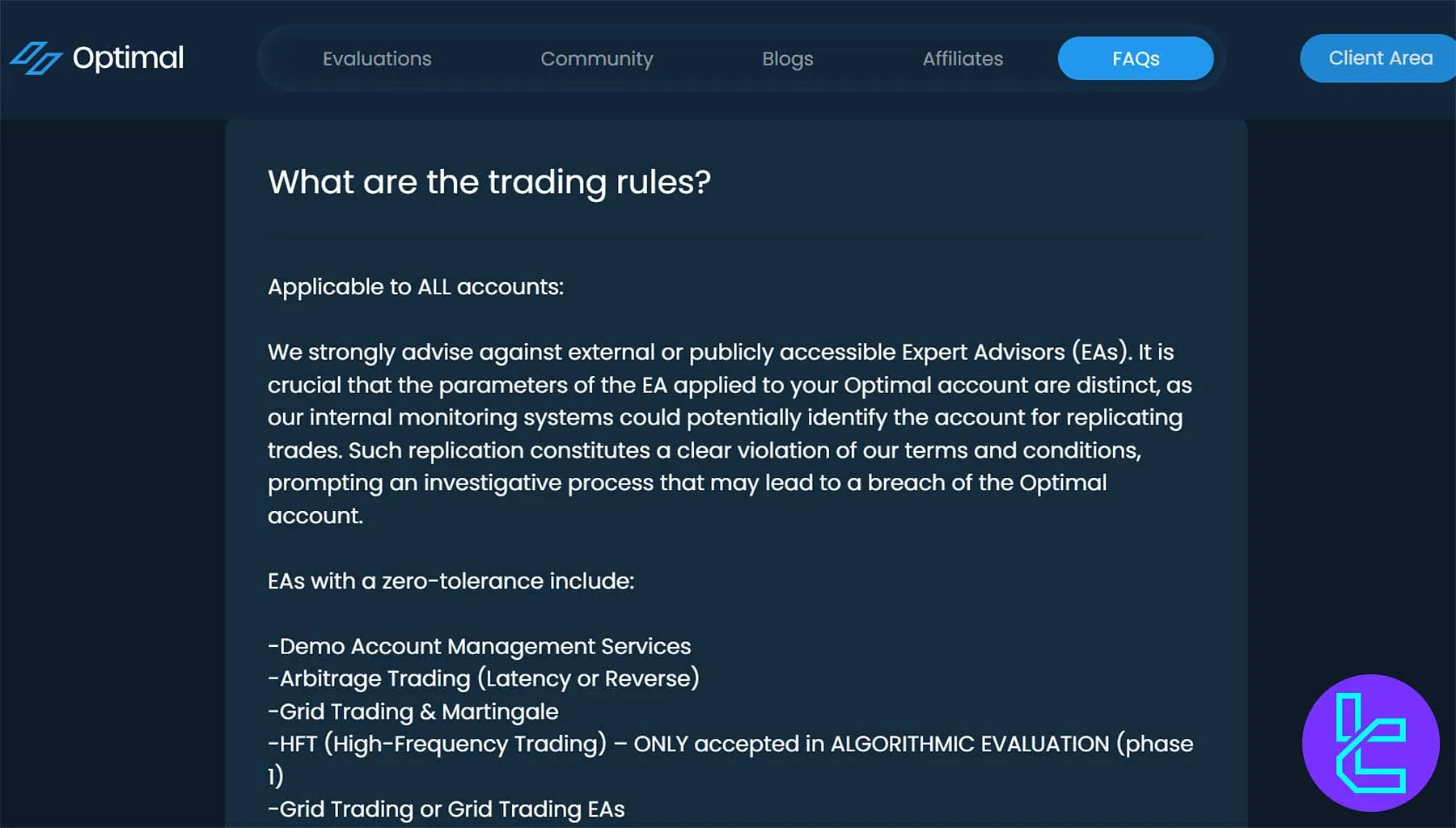 Optimal Traders Policy on EAs