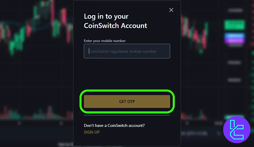 CoinSwitch signup enter phone number