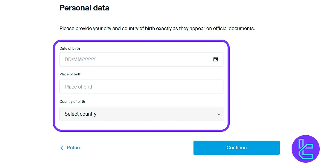 DEGIRO signup personal details form