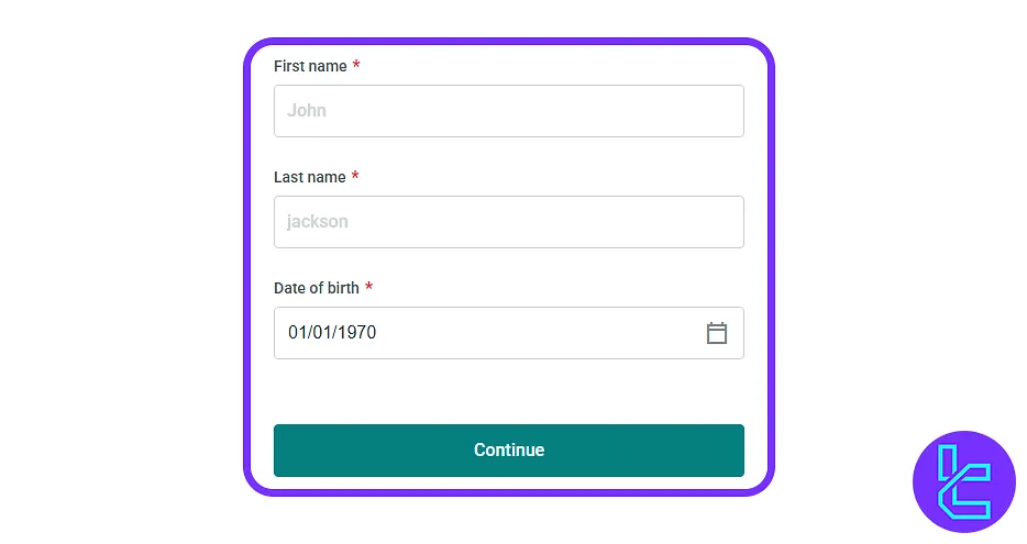 Date of birth in Evest signup