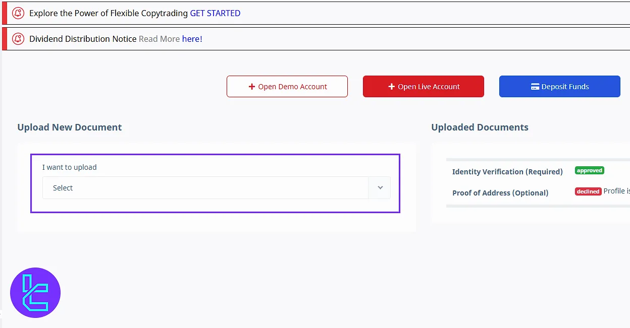 Upload verification documents in the D Prime client portal