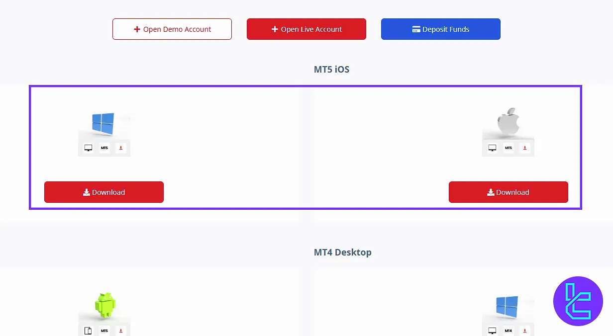 Platform download in D Prime user panel