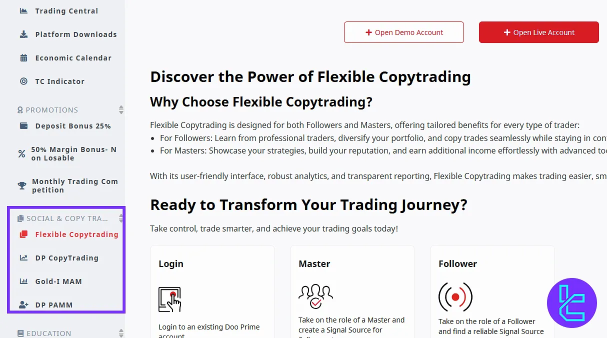 Copy trading in the D Prime client area