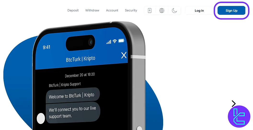 BtcTurk register page