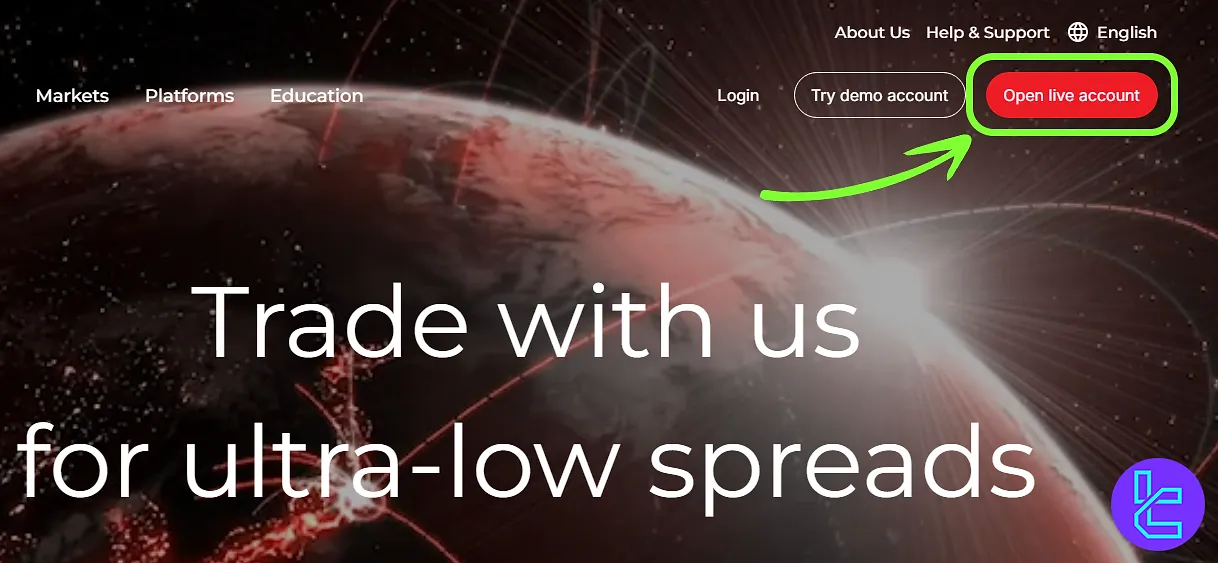 ETO Markets account setup page
