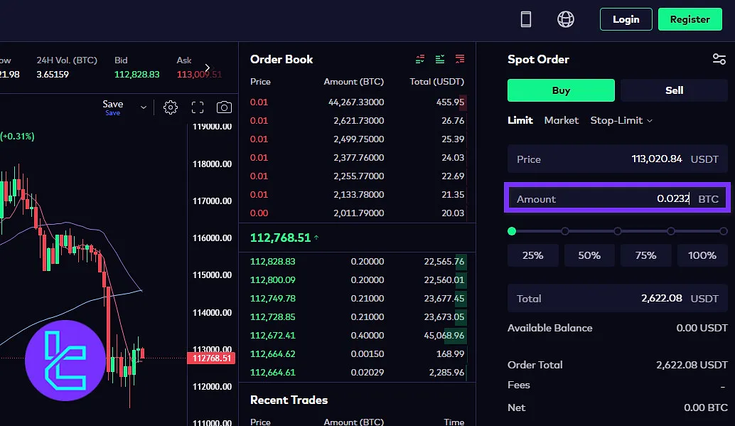 Enter trade size Bitazza