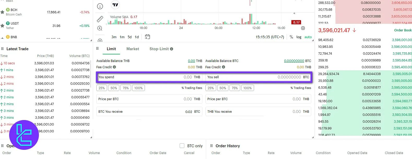 Enter trade size Bitkub