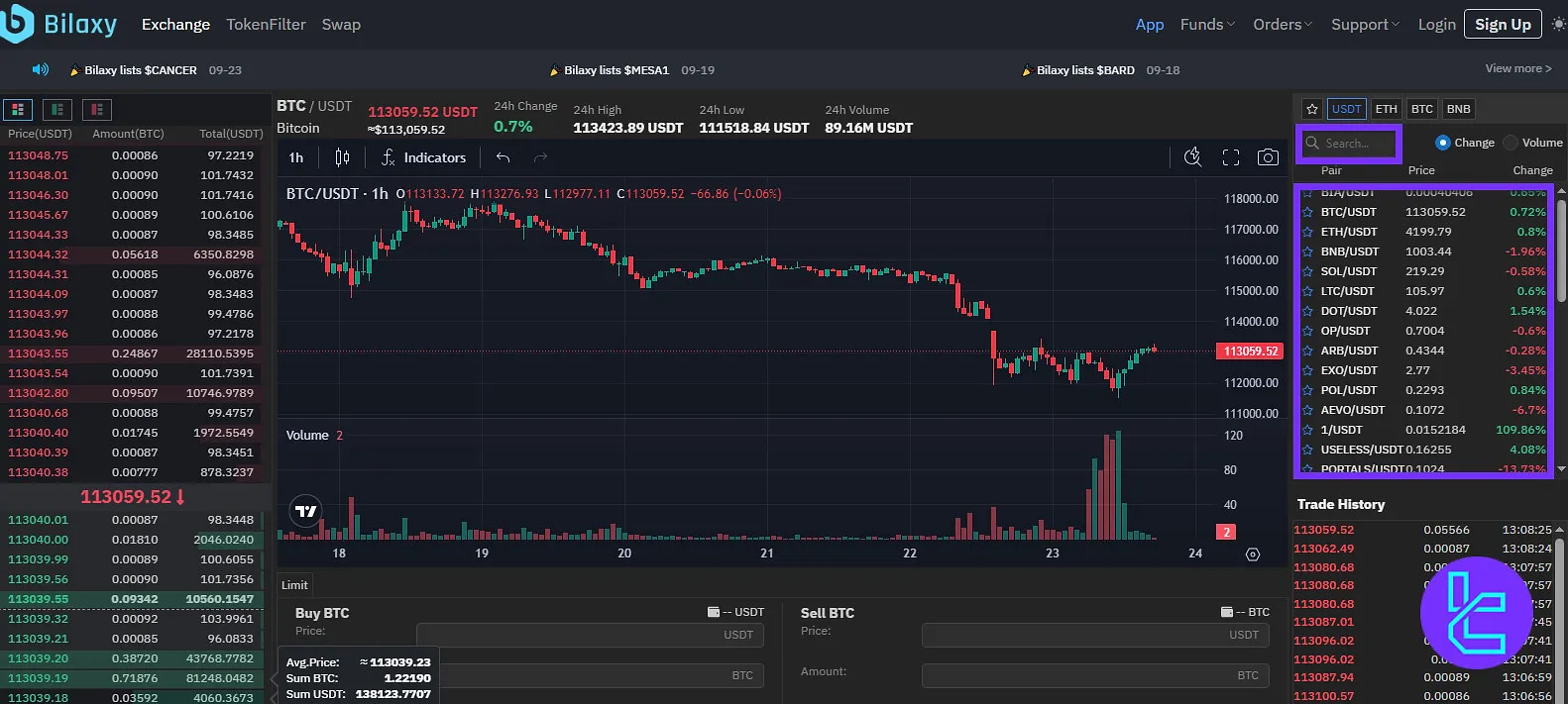 Bilaxy trading pair