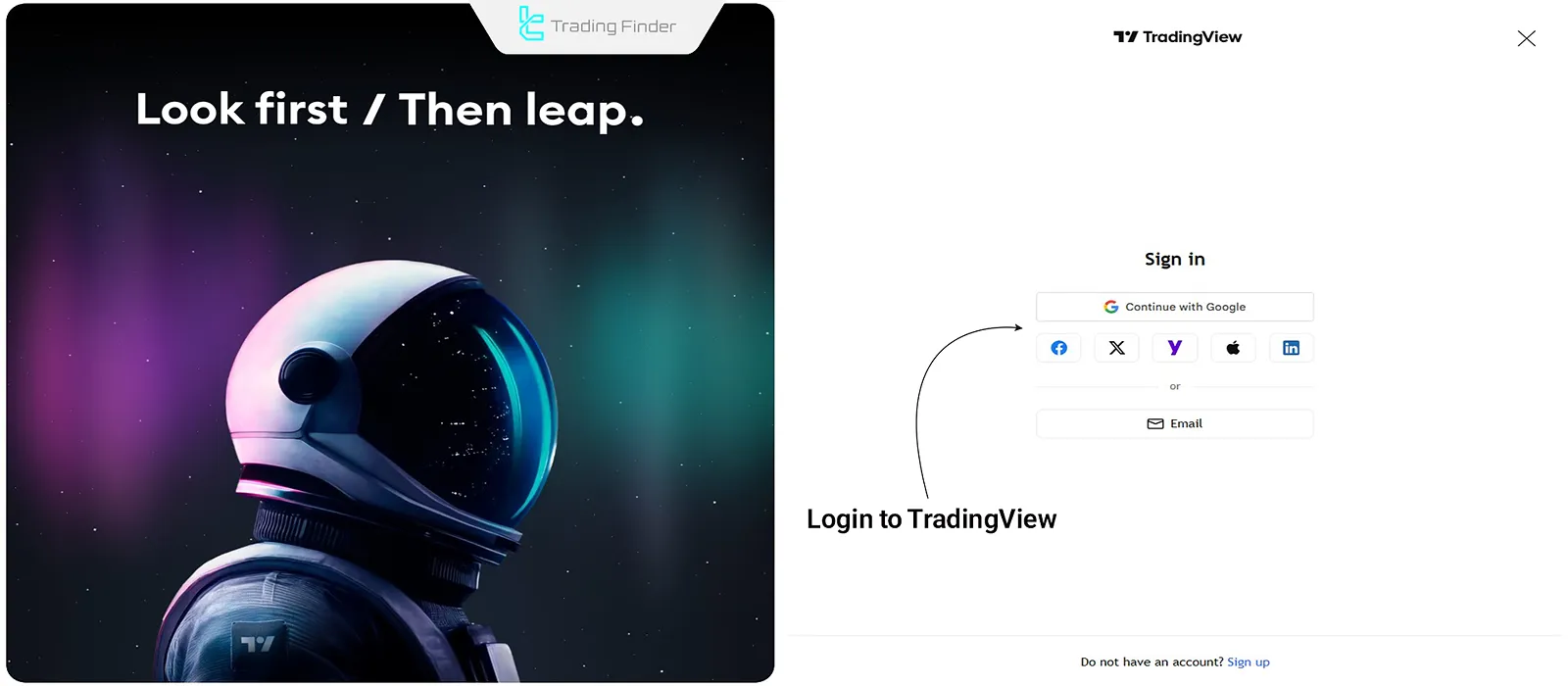 Creating an account in TradingView