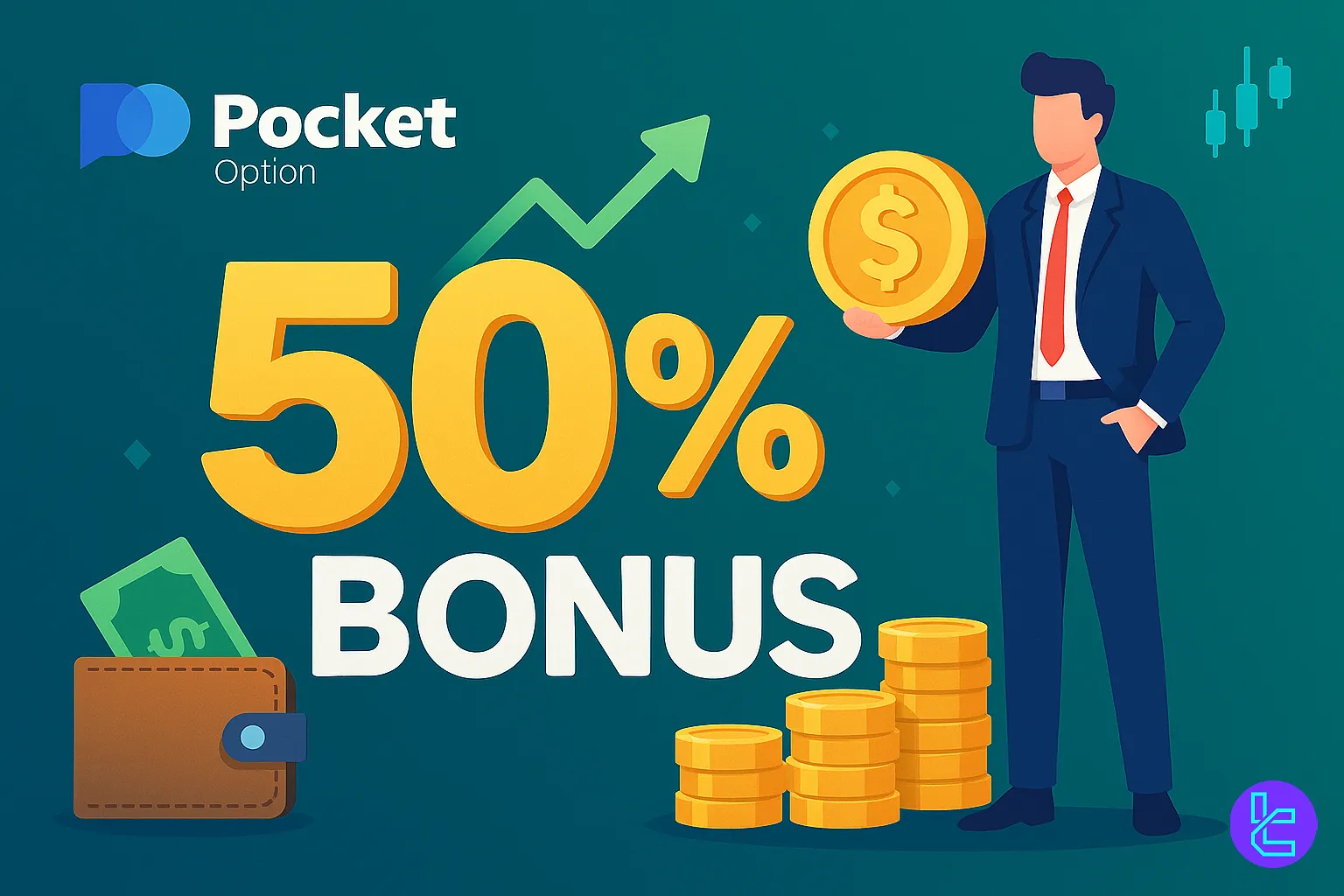 Pocket Option promo code 50% trading bonus