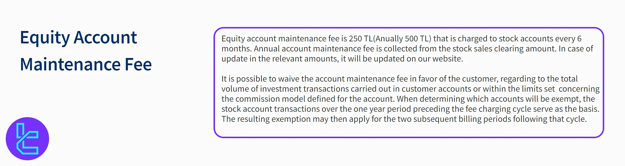 Garanti BBVA maintenance fees