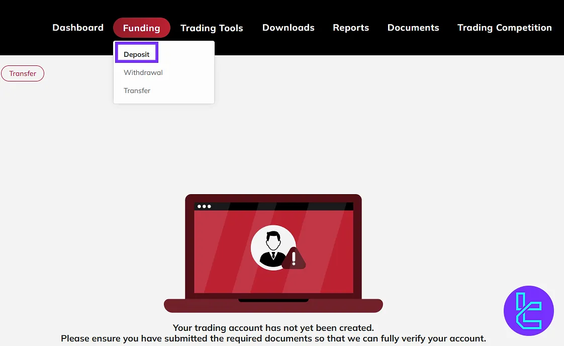 Funding options, deposits, withdrawals, and transfers in the Anzo Capital panel