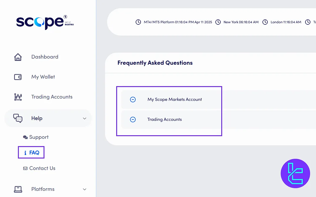 FAQ in the Scope Markets cabin